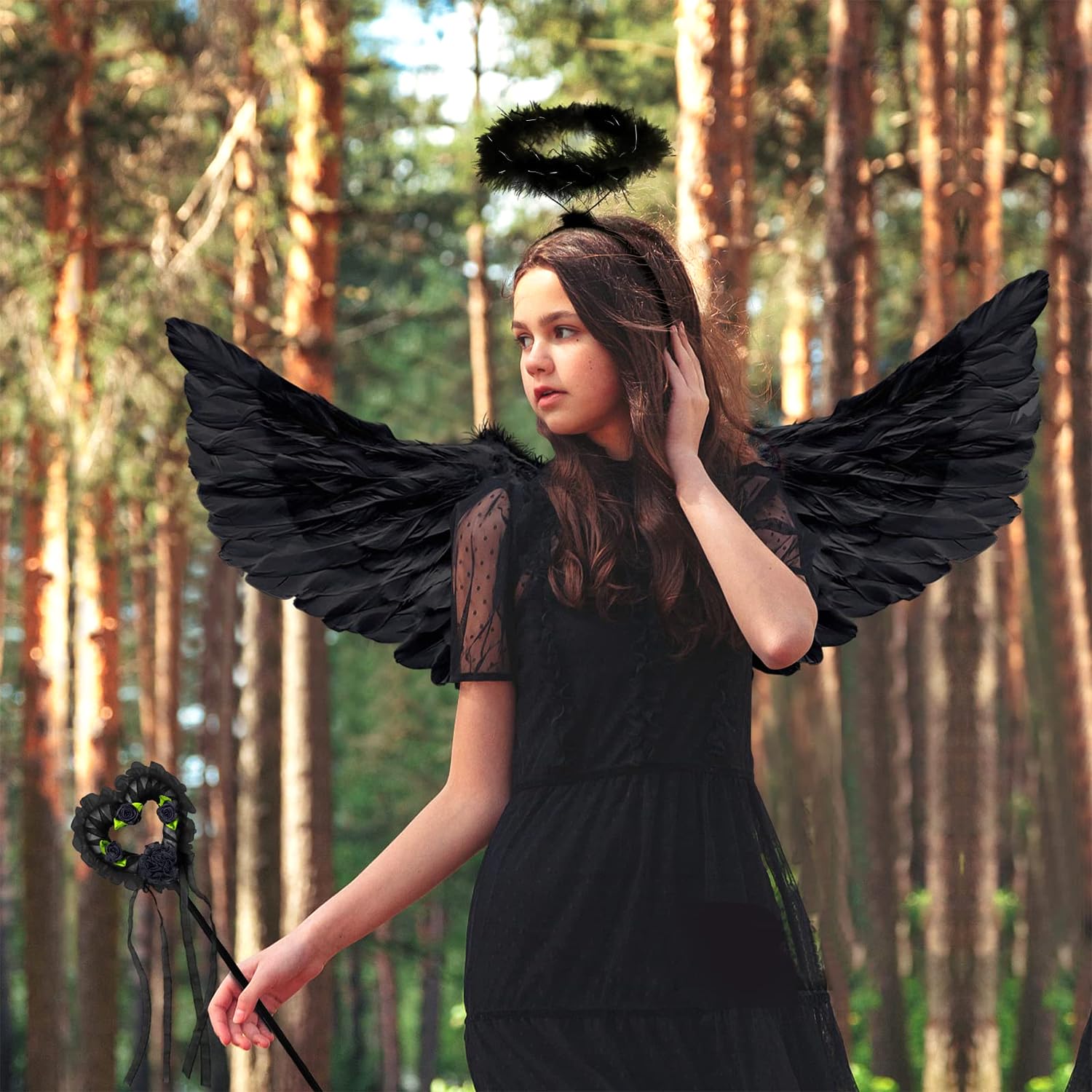 Angel Wings Costume, Angel Costume with Halo and Wand, Girls Angel